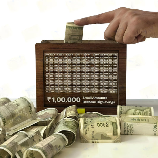 Wooden Piggy Bank for ₹1 Lakh | Money Saving Challenge Box for Kids & Adults | Durable Cash & Coin Storage
