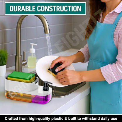 3-in-1 Kitchen Soap Dispenser with Sponge Holder – Clean Smarter, Save Faster!
