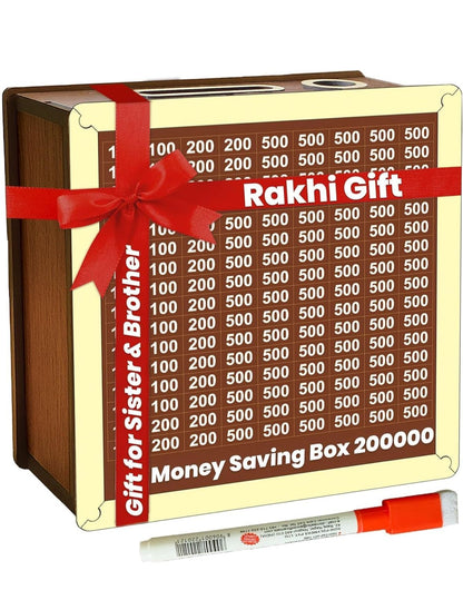 Wooden Piggy Bank for ₹1 Lakh | Money Saving Challenge Box for Kids & Adults | Durable Cash & Coin Storage