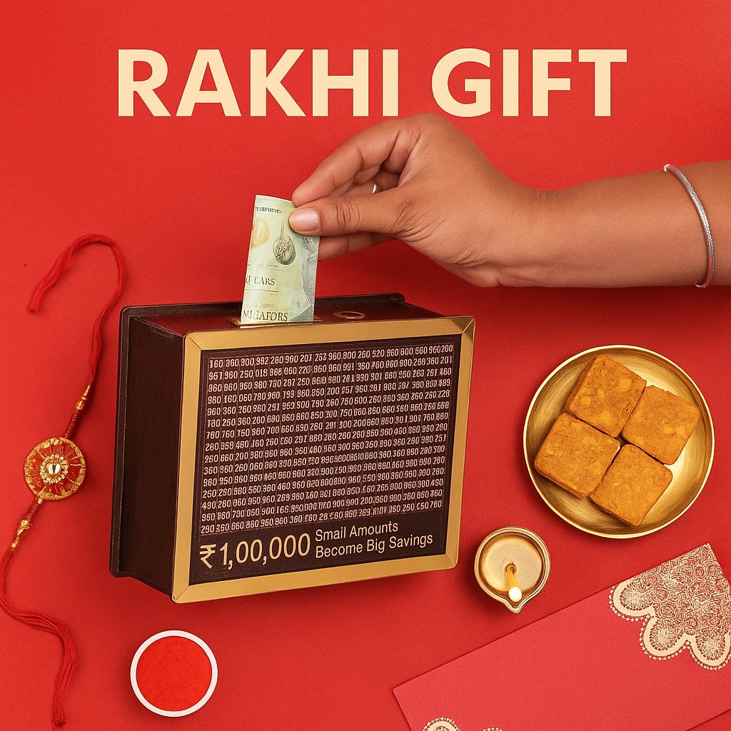 Wooden Piggy Bank for ₹1 Lakh | Money Saving Challenge Box for Kids & Adults | Durable Cash & Coin Storage