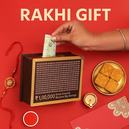 Wooden Piggy Bank for ₹1 Lakh | Money Saving Challenge Box for Kids & Adults | Durable Cash & Coin Storage